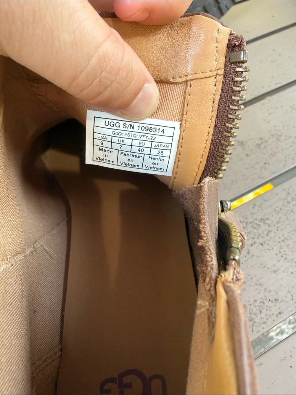 UGG Chestnut Leather Side-Zip Ankle Booties